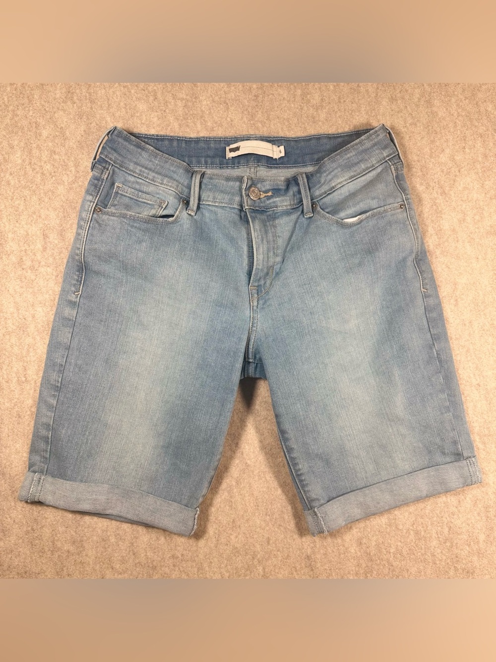 Levi's Light Blue Denim Bermuda Shorts - Rolled Heme SILVER-TAB VINTAGE